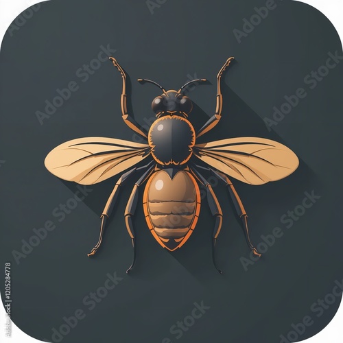 Vector image of a bee on a black background. Hand drawing.

 photo