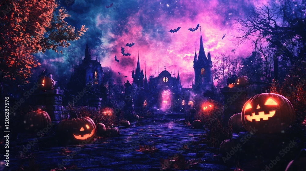 Mystical Forest with Glowing Pumpkins, Haunted Castle, and Enchanted Lighting 2025 Mystical Forest with Glowing Pumpkins, Haunted Castle, and Enchanted Lighting 2025