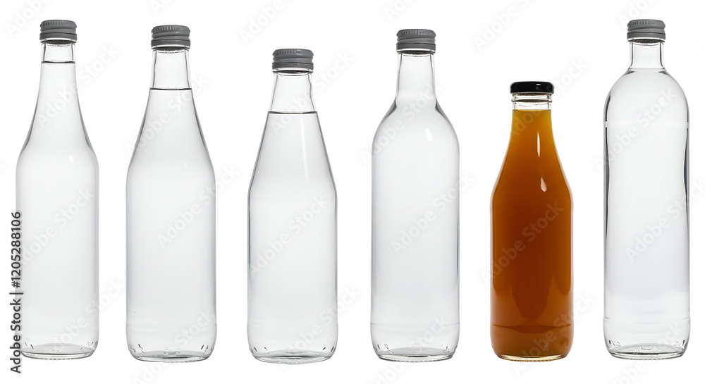Glass Bottles Liquid Beverage Row Glass Bottles Liquid Beverage Row