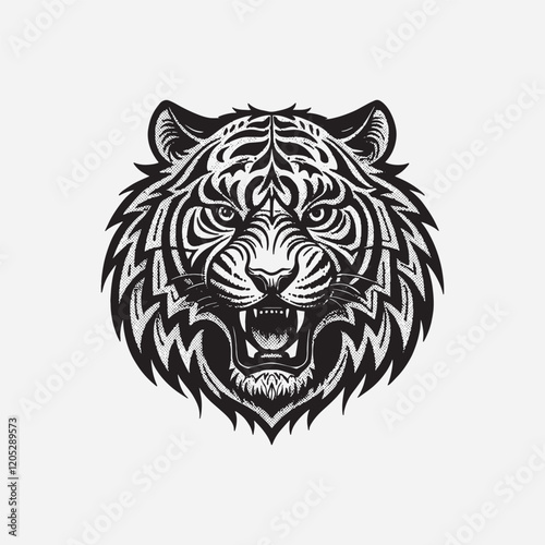 Discover a stunning tiger head silhouette design, perfect for logos, apparel, tattoos, and digital projects. High-quality, versatile vector art for bold and creative statements.