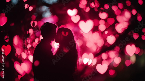 Romantic Abstract Pink Glow with Bokeh and Dreamy Light in the Dark