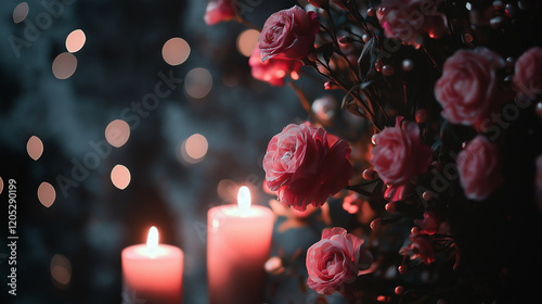 Romantic Abstract Pink Glow with Bokeh and Dreamy Light in the Dark