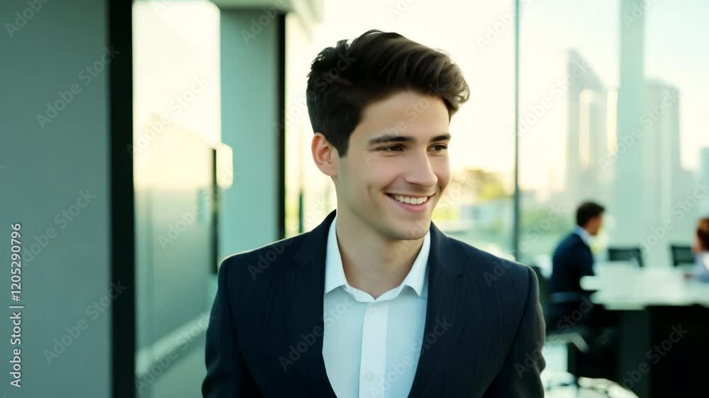 Businessman Smiling in a Modern Office Businessman Smiling in a Modern Office