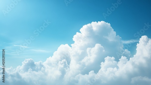 Vivid blue sky canvas decorated with soft fluffy white clouds serene nature image