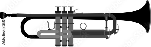 Une silhouette d'une trompette isolé sur un fond transparent