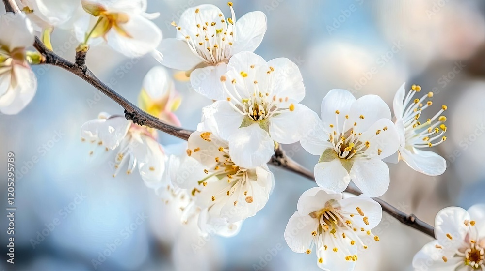 Fototapeta premium A soft-focus close-up of colorful blossoms in the wind, creating a dreamy, meditative effect that calms the mind and transports the spirit.