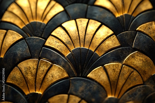 Golden and black art deco pattern creating luxurious background
