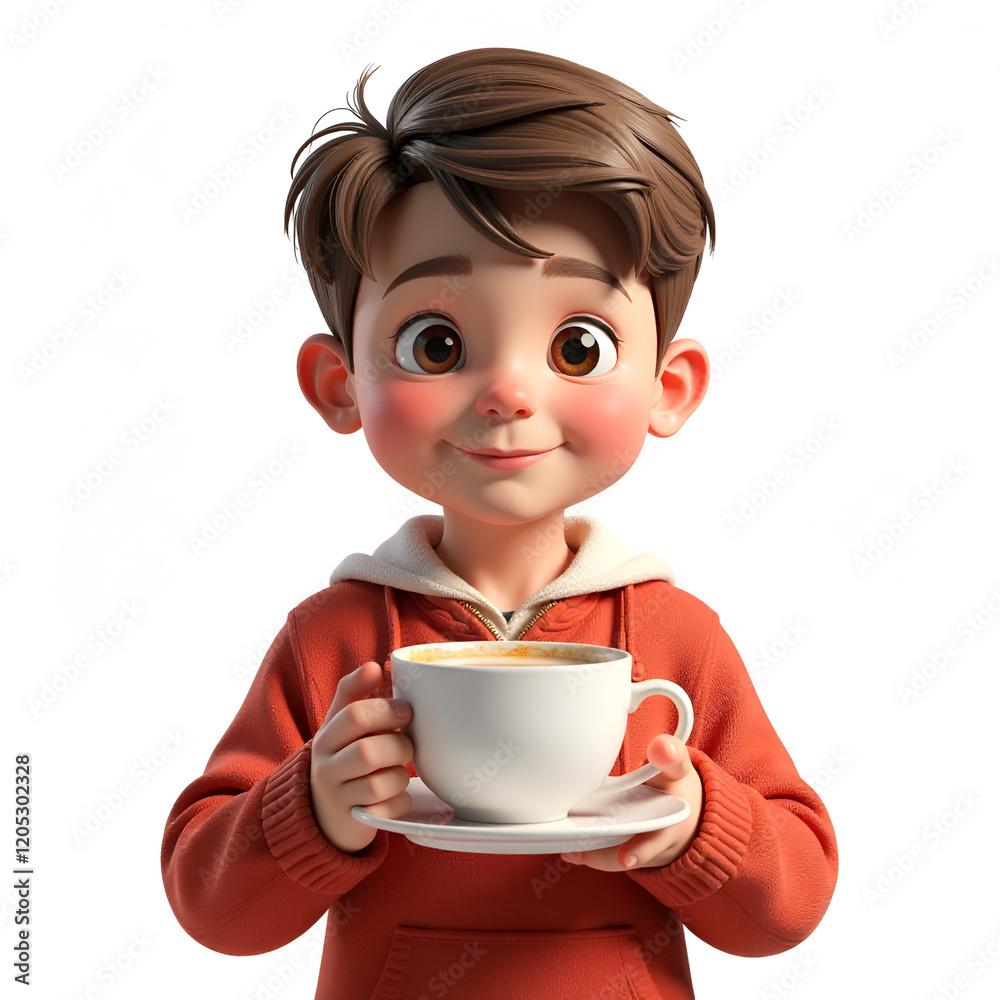 boy enjoying morning coffee