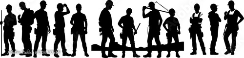 Construction Worker Silhouette Vector Illustration Set - Professional Worker Clipart
