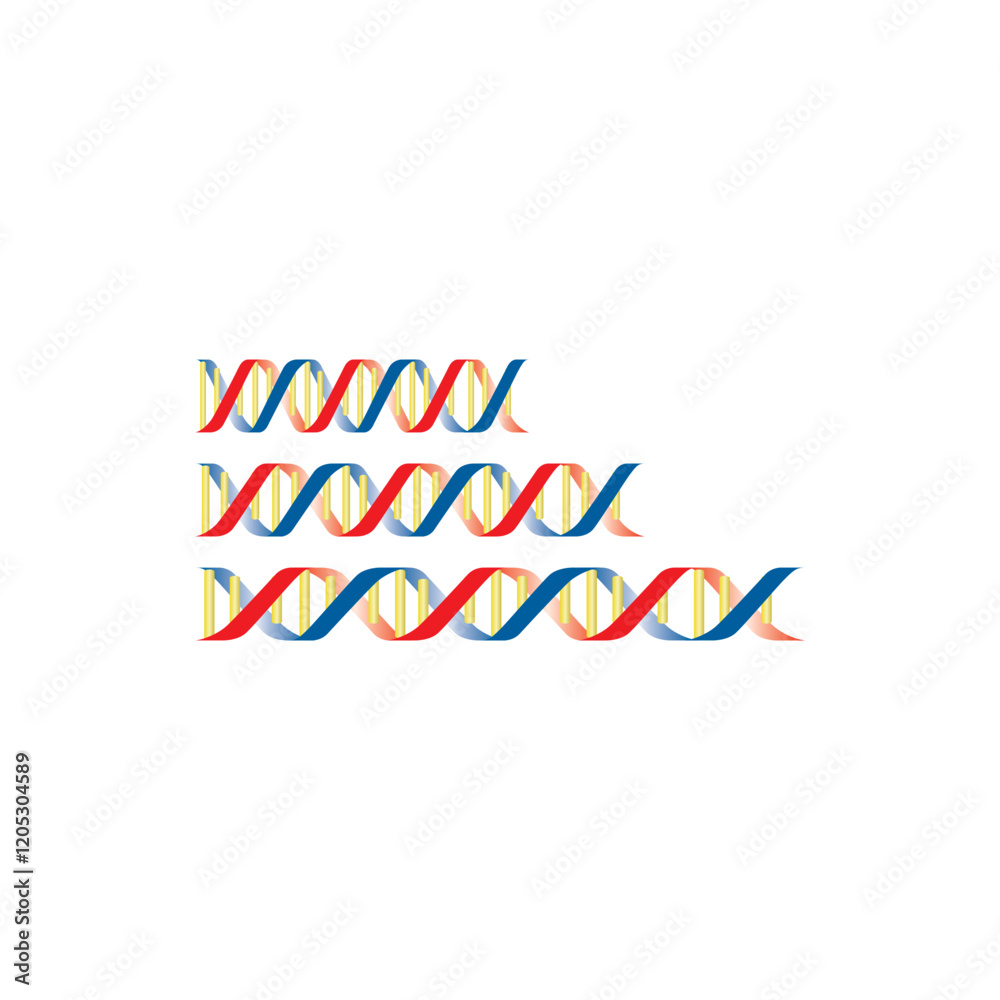 Set of 3 DNA strand icons- double helix - simple schematic illustration. Set of 3 DNA strand icons- double helix - simple schematic illustration.