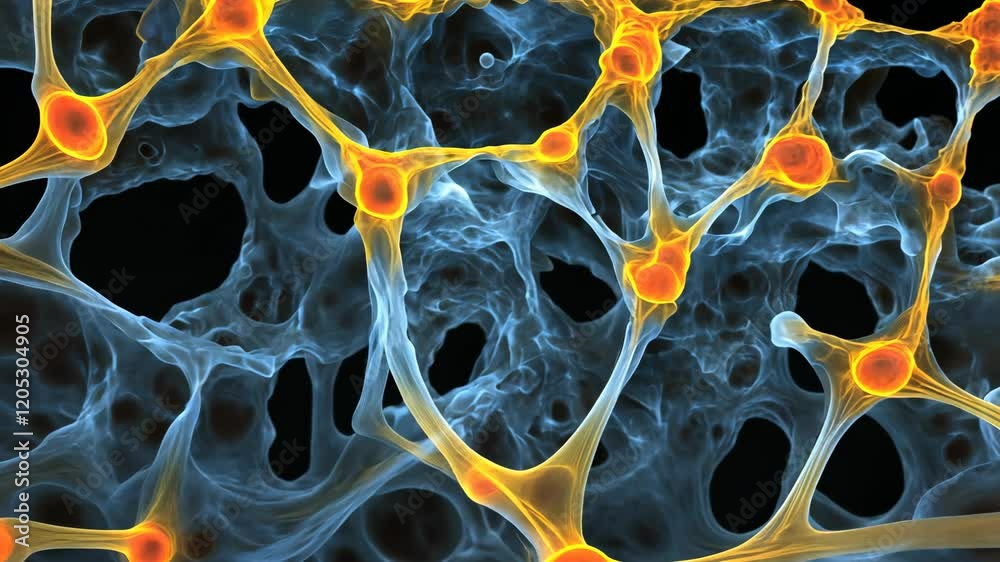 Exploring the intricate network of neurons in a vibrant color scheme emphasizing synaptic connections