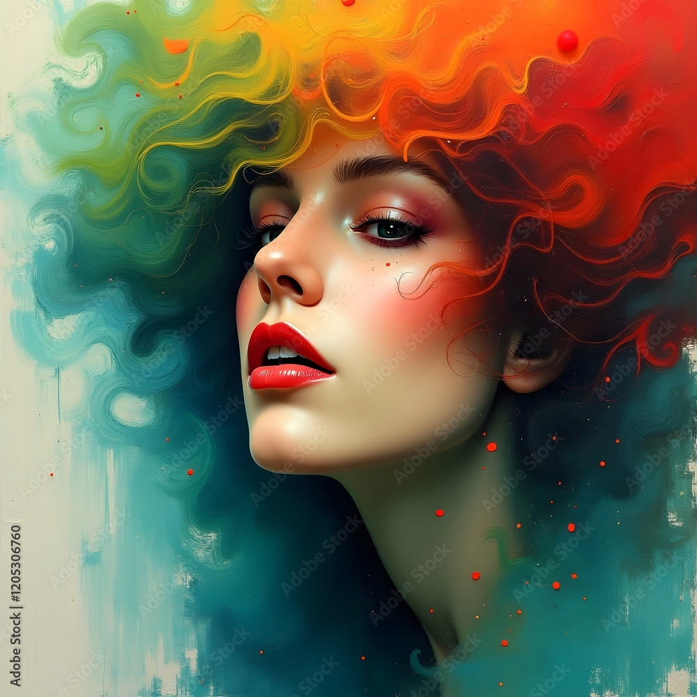 Expressive abstract art featuring a woman with swirling, vibrant colors. Perfect for digital art, creative projects, and bold design inspirations. Expressive abstract art featuring a woman with swirling, vibrant colors. Perfect for digital art, creative projects, and bold design inspirations.
