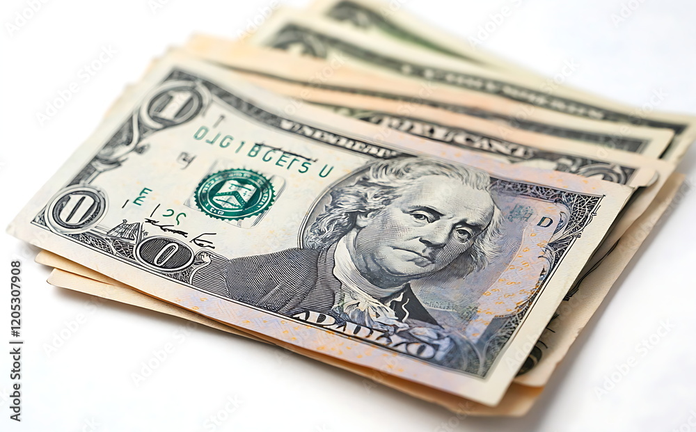 Pile of dollar bills isolated on a white background Pile of dollar bills isolated on a white background