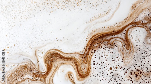 Abstract coffee foam texture, swirling latte background image, ideal for design projects or digital prints.