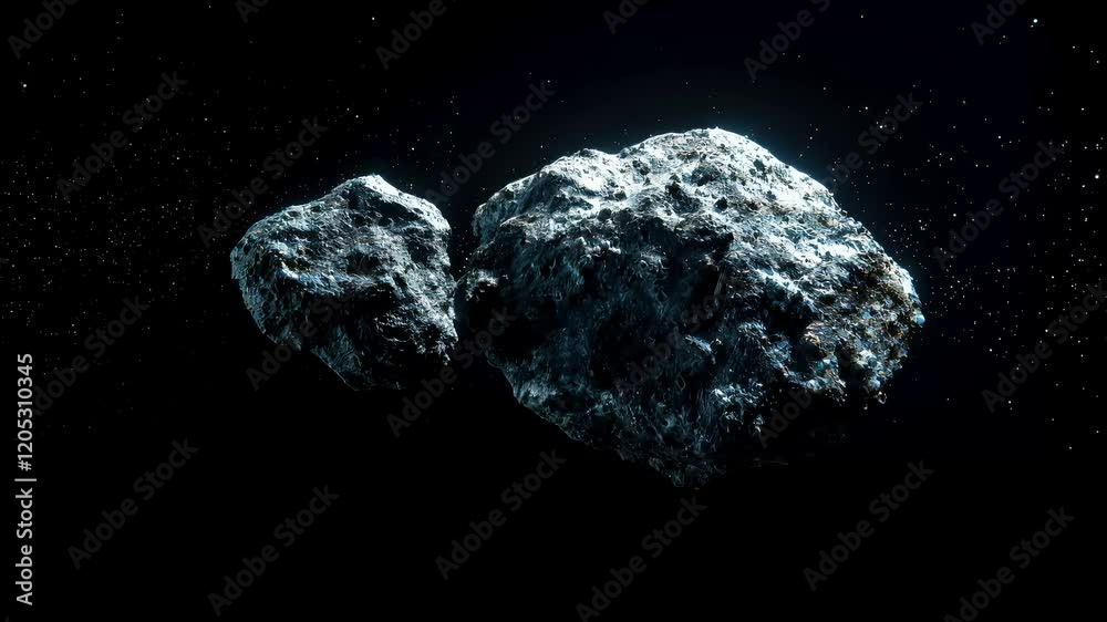 Close Up Of Rugged Asteroids Against A Starry Backdrop Close Up Of Rugged Asteroids Against A Starry Backdrop