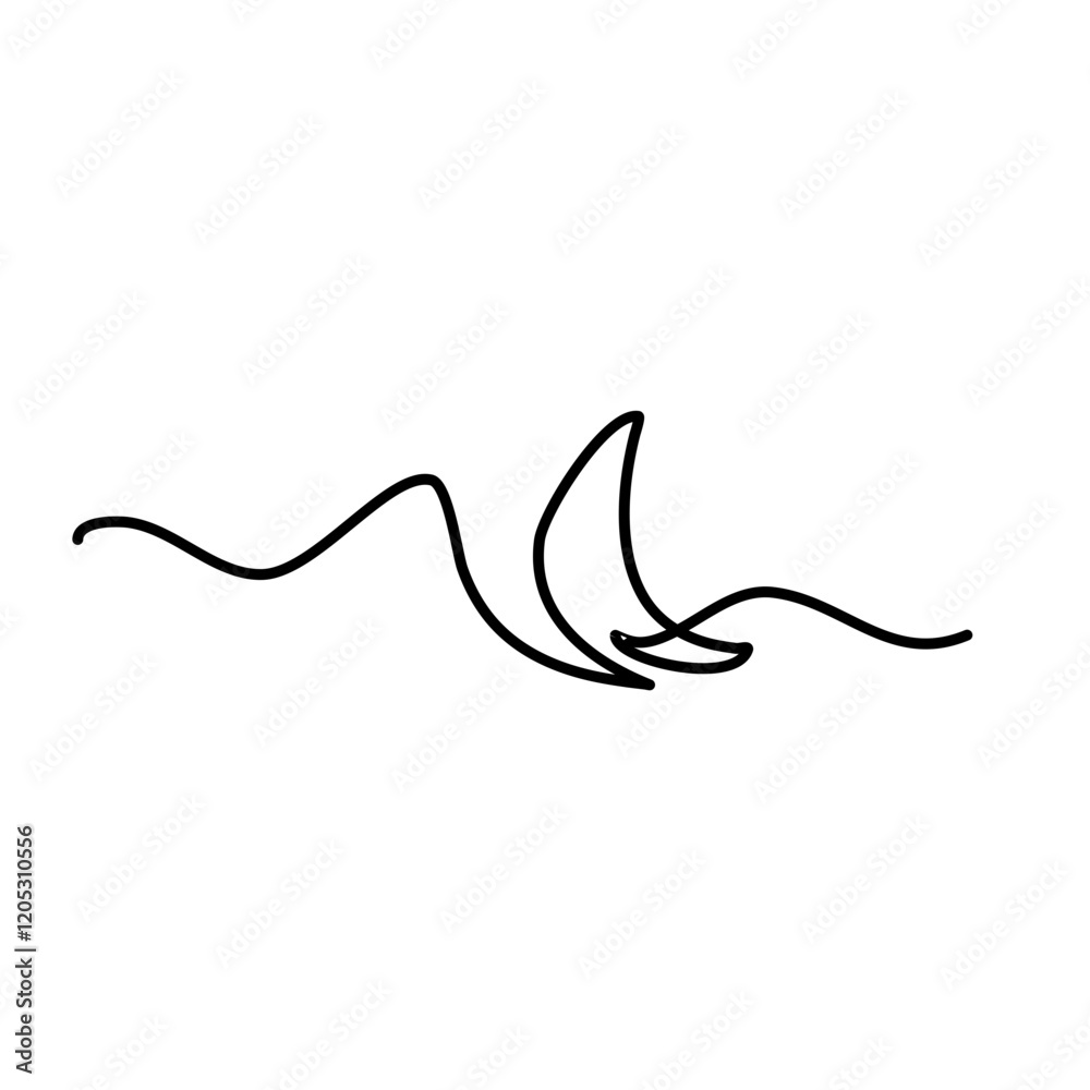 One continuous line drawing of moon One continuous line drawing of moon