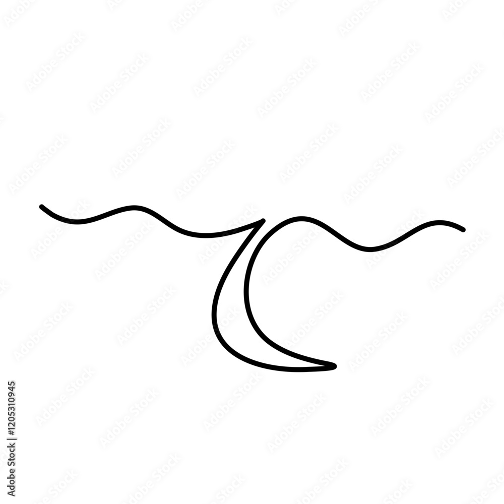 One continuous line drawing of moon One continuous line drawing of moon