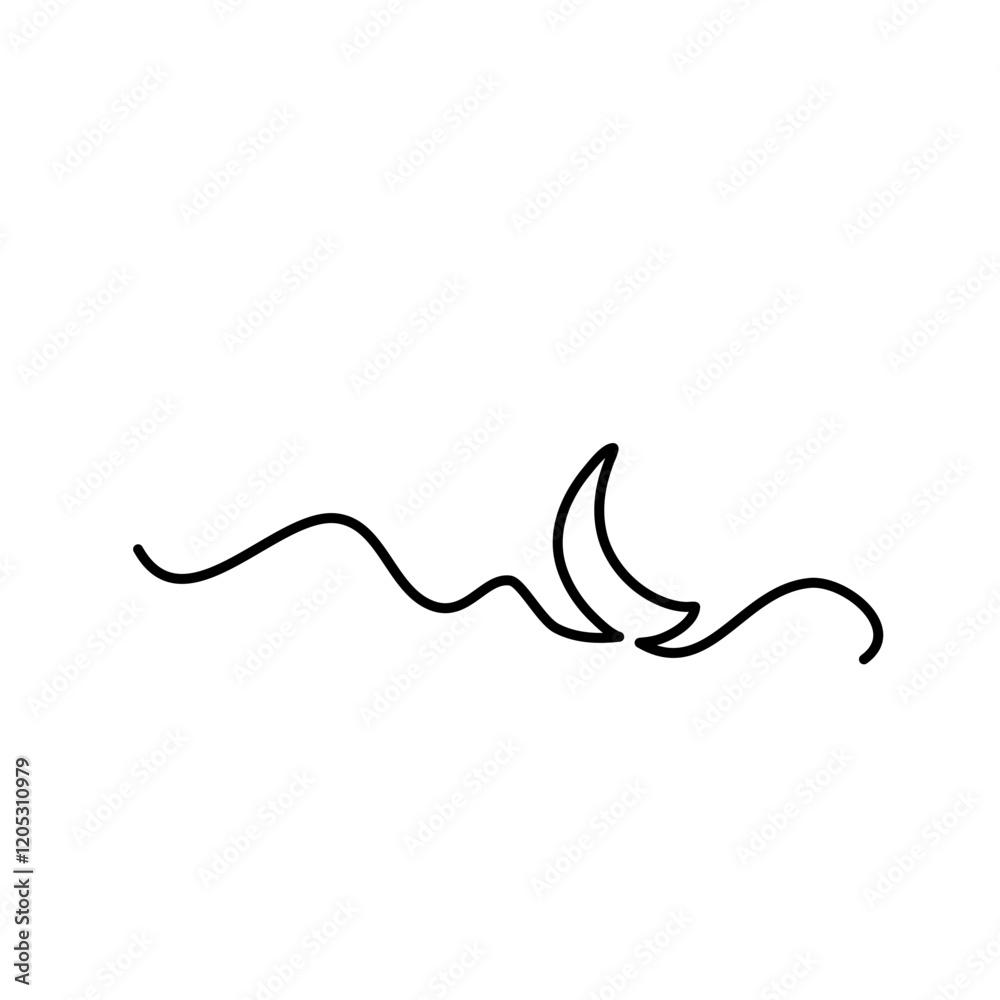 One continuous line drawing of moon One continuous line drawing of moon