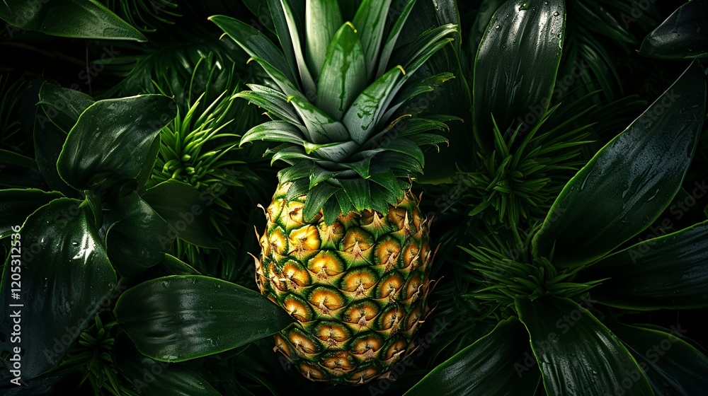 Fototapeta premium A photo of a pineapple with its leaves.