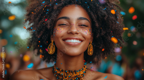 portrait of a person in a nightclub, confetti and celebrant photo