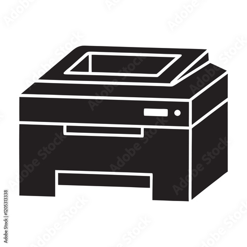 Photocopier machine silhouette vector icon illustration , machine on white background