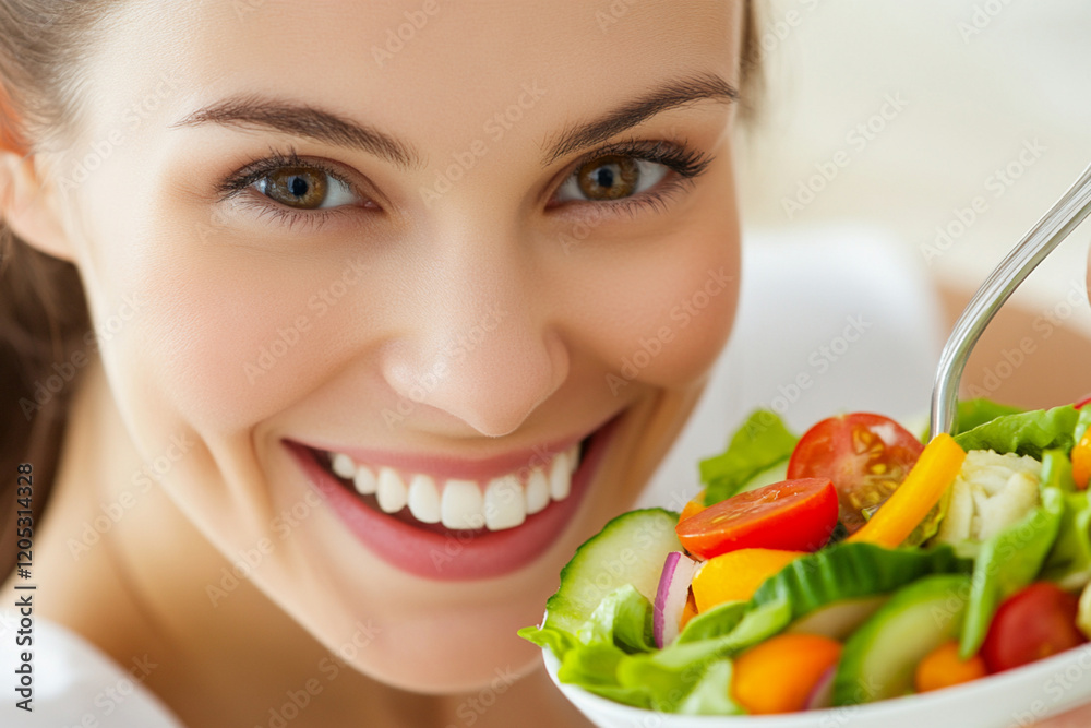 Healthy Home Happiness: A Vibrant Close-Up of Joyful People Enjoying a Delicious and Colorful Vegetable Salad Together. A delightful scene of friends or family relishing a homemade, nutritious meal, Healthy Home Happiness: A Vibrant Close-Up of Joyful People Enjoying a Delicious and Colorful Vegetable Salad Together. A delightful scene of friends or family relishing a homemade, nutritious meal,