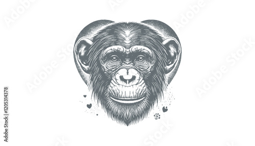 chimpanzee vector  | chimpanzee illustration | chimpanzee silhouette | chimpanzee tattoo | chimpanzee engraving | chimpanzee drawing	 photo