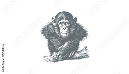 chimpanzee vector  | chimpanzee illustration | chimpanzee silhouette | chimpanzee tattoo | chimpanzee engraving | chimpanzee drawing	