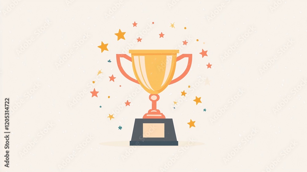 Simple Trophy Surrounded by Stars for Achievement Simple Trophy Surrounded by Stars for Achievement