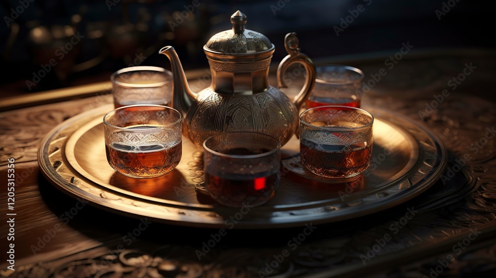 Fototapeta premium A photo of a traditional Islamic tea set