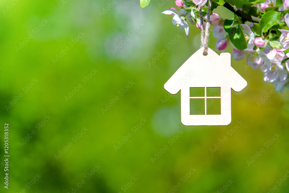 Symbol of the house on the branches of a flowering apple
Symbol of the house on the branches of a flowering apple