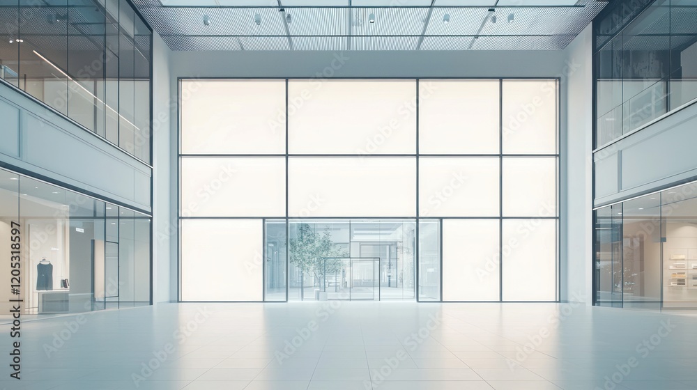 Fototapeta premium Modern Office Building Interior: Spacious Lobby Design