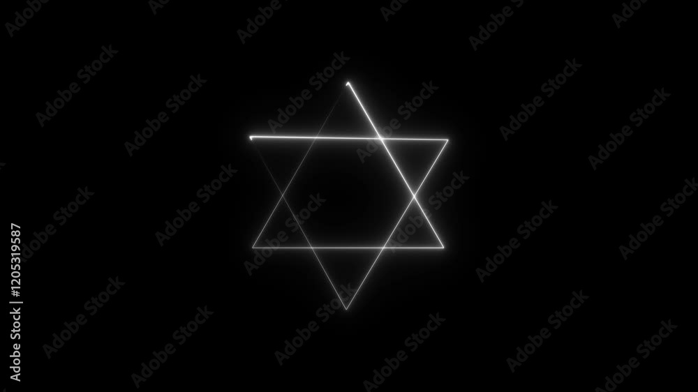 Glowing neon Star of David neon sign. neon star symbol. Glowing blue light Star of David, symbol of Judaism. Glowing neon Star of David neon sign. neon star symbol. Glowing blue light Star of David, symbol of Judaism.