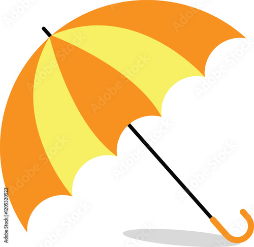 Yellow orange umbrella isolated on white background