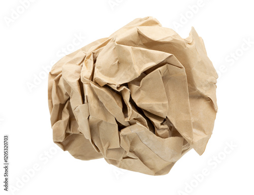 Crumpled paper on transparent background png file.	