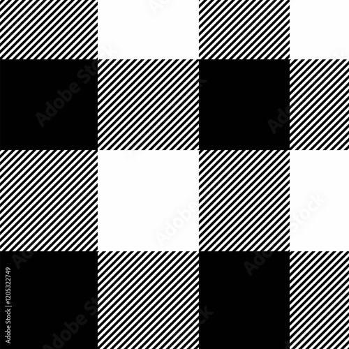 Hounds tooth pattern seamless tartan, line texture vector fabric. Girly textile check background plaid in black and white colors.