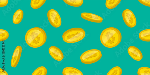 bitcoin coins seamless pattern print design vector illustration