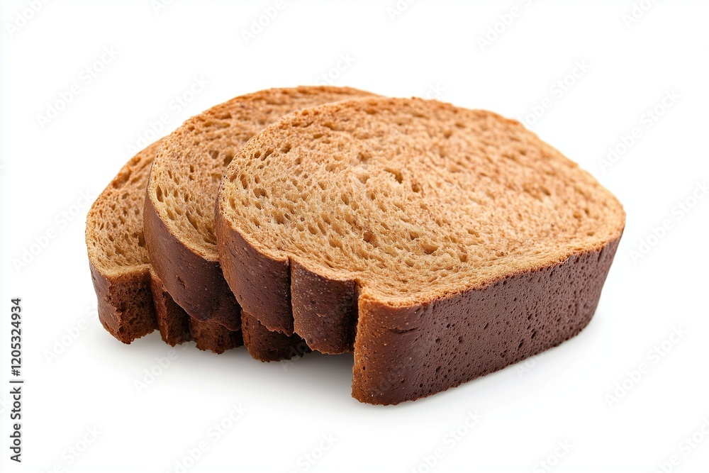 Slices of whole grain bread arranged on a white background Slices of whole grain bread arranged on a white background