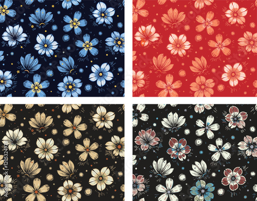 Collection of Floral Designs with Diverse Color Palettes
