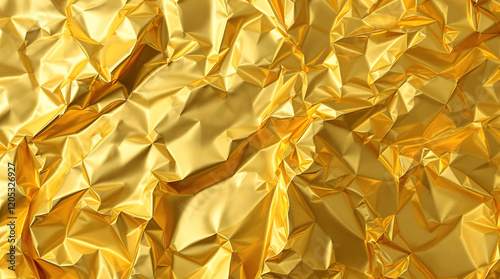 Gold foil with a textured, crumpled effect.  Suitable for backgrounds, textures, or luxury themes.