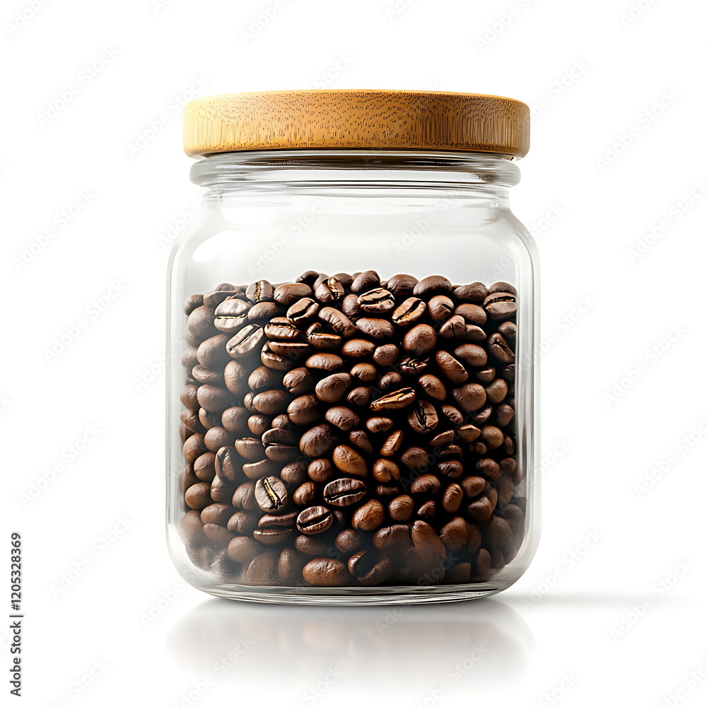 a glass jar with a wooden lid filled with coffee beans a glass jar with a wooden lid filled with coffee beans