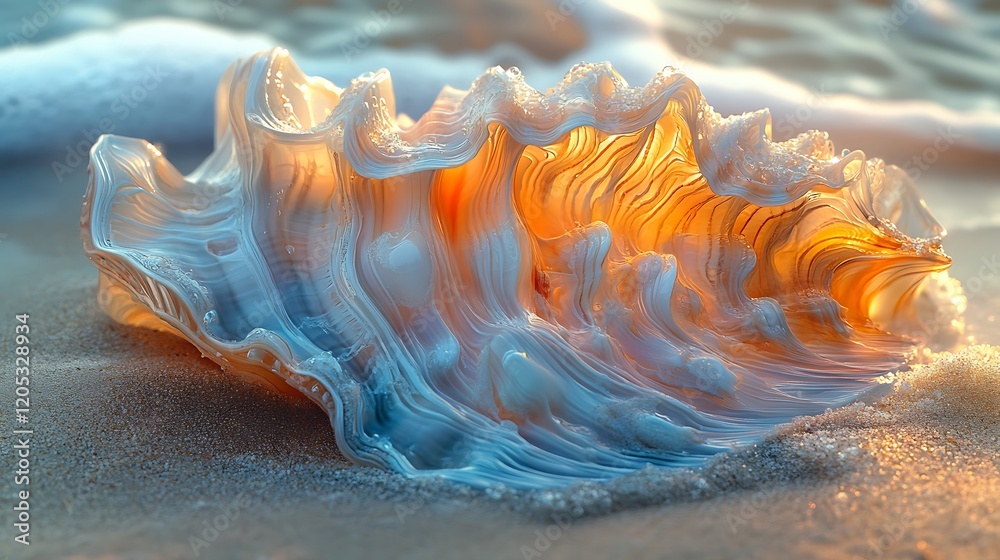 A close-up of an intricate seashell on the sandy beach, with its vibrant colors and delicate patterns creating a mesmerizing display. A close-up of an intricate seashell on the sandy beach, with its vibrant colors and delicate patterns creating a mesmerizing display.