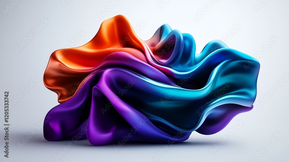 Obraz premium Abstract Colorful Swirling Fabric: A 3D Render of Vibrant Hues
