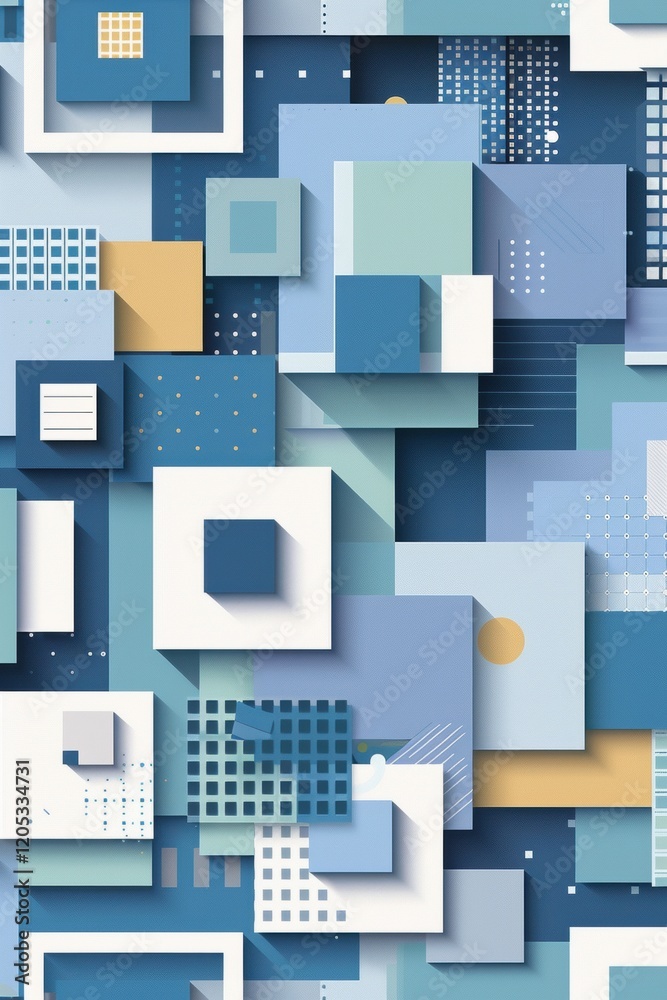 Blue and white pattern of squares and rectangles Blue and white pattern of squares and rectangles