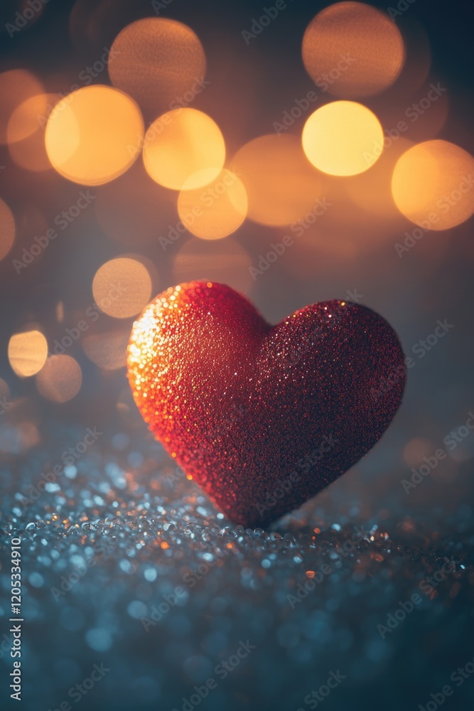Fototapeta premium A single red heart sitting on a table, great for Valentine's Day or romantic occasions