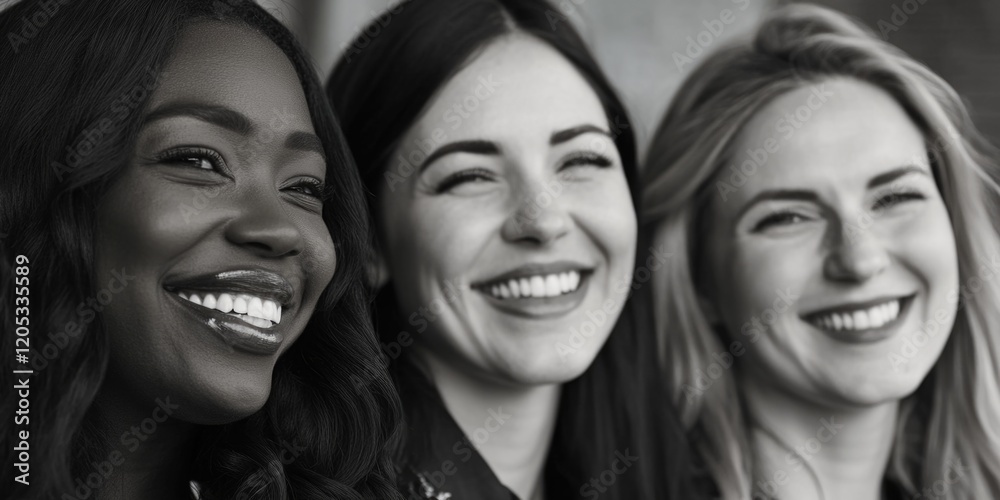 Three friends smiling and posed for a photo shoot Three friends smiling and posed for a photo shoot