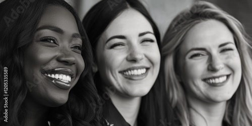 Three friends smiling and posed for a photo shoot