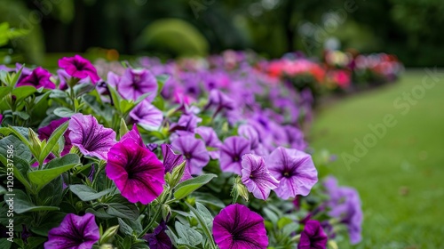 Wallpaper Mural A photo of a bed of petunias in a park. Torontodigital.ca