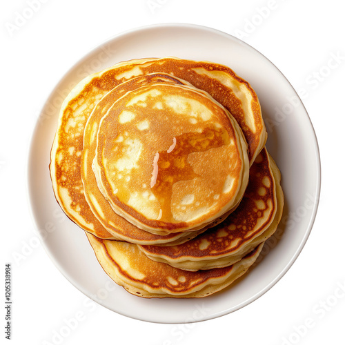 transparent PNG image of pancake stack . pile of pancakes with honey on top. morning breakfast food background with sweet pancakes.. top view. Homemade pancakes. Fluffy pancakes