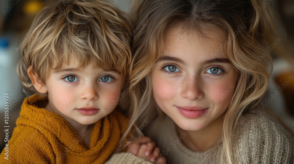 Two happy children posing for a photo shoot Two happy children posing for a photo shoot